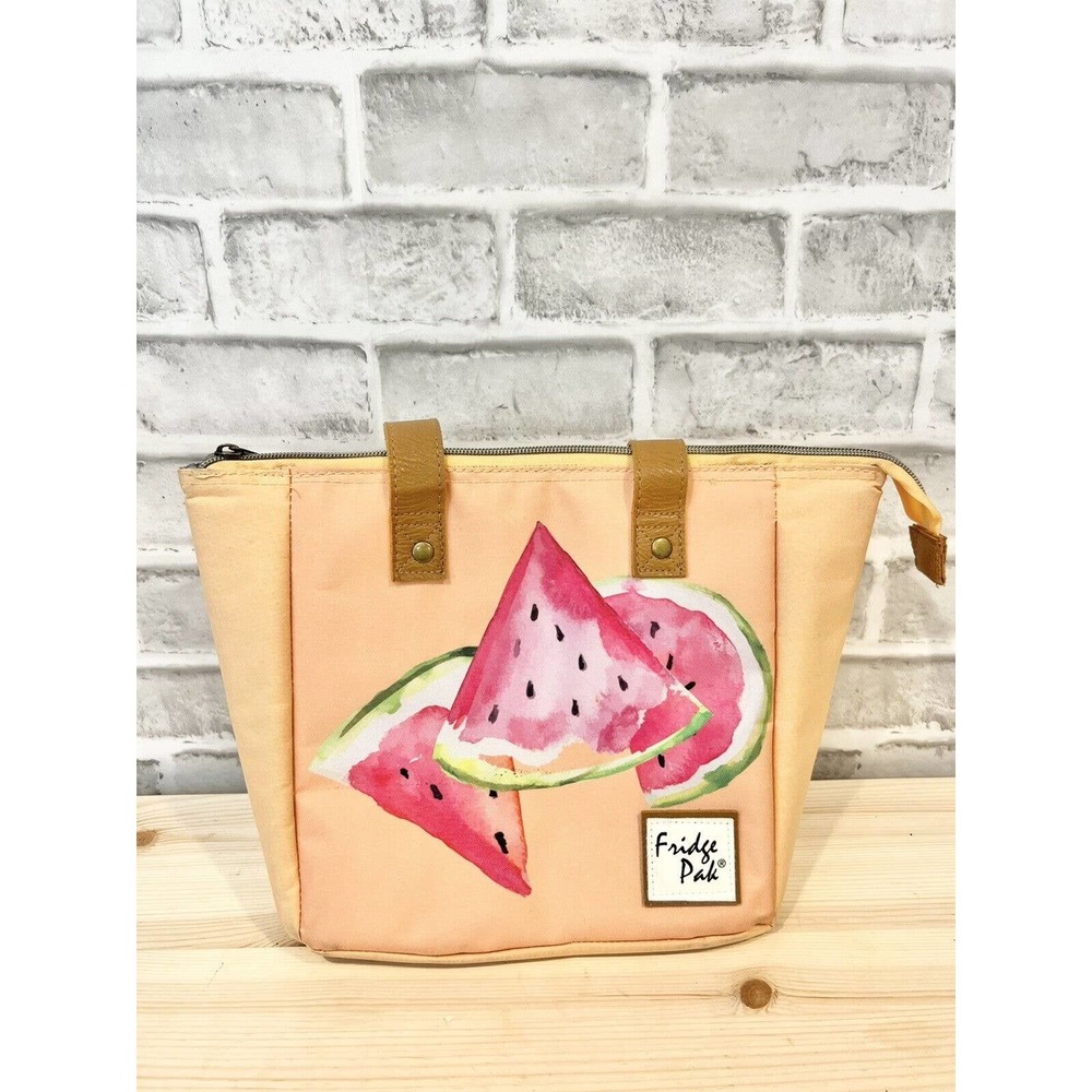 Fridge Pak Fully Insulated Cooler Lunch Tote Orange Watermelon Print 13x9.25x6